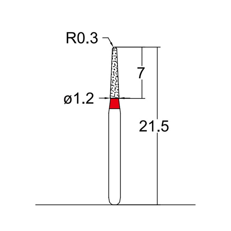 Conical, Dome End 1.2 mm Dia. Fine Grit Diamond Bur 5 per pack. 194.12F2