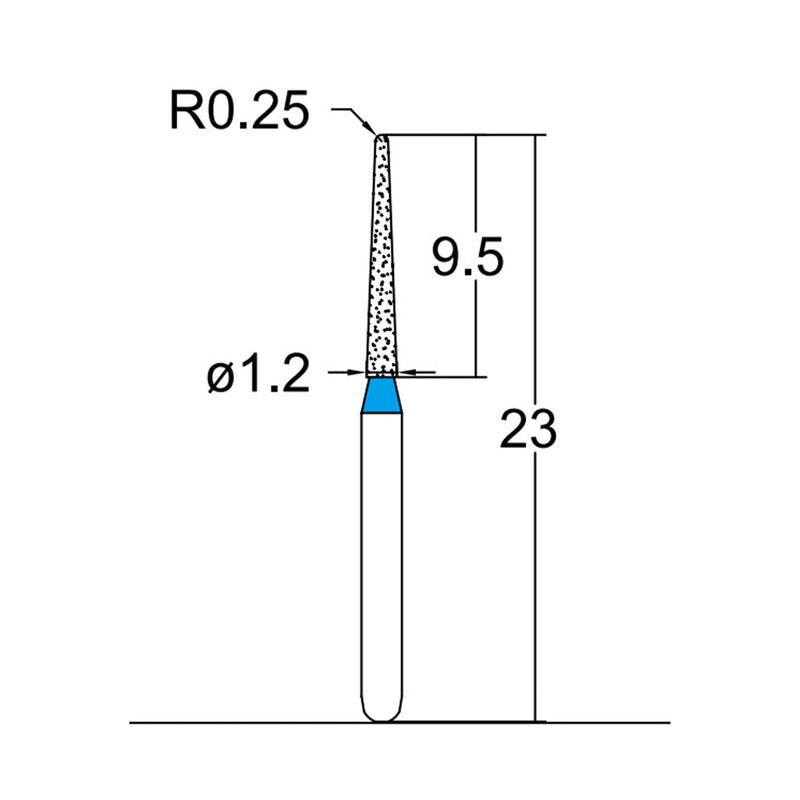 Conical, Dome End 1.2 mm Dia. Medium Grit Diamond Bur 5 per pack. 194.12M3