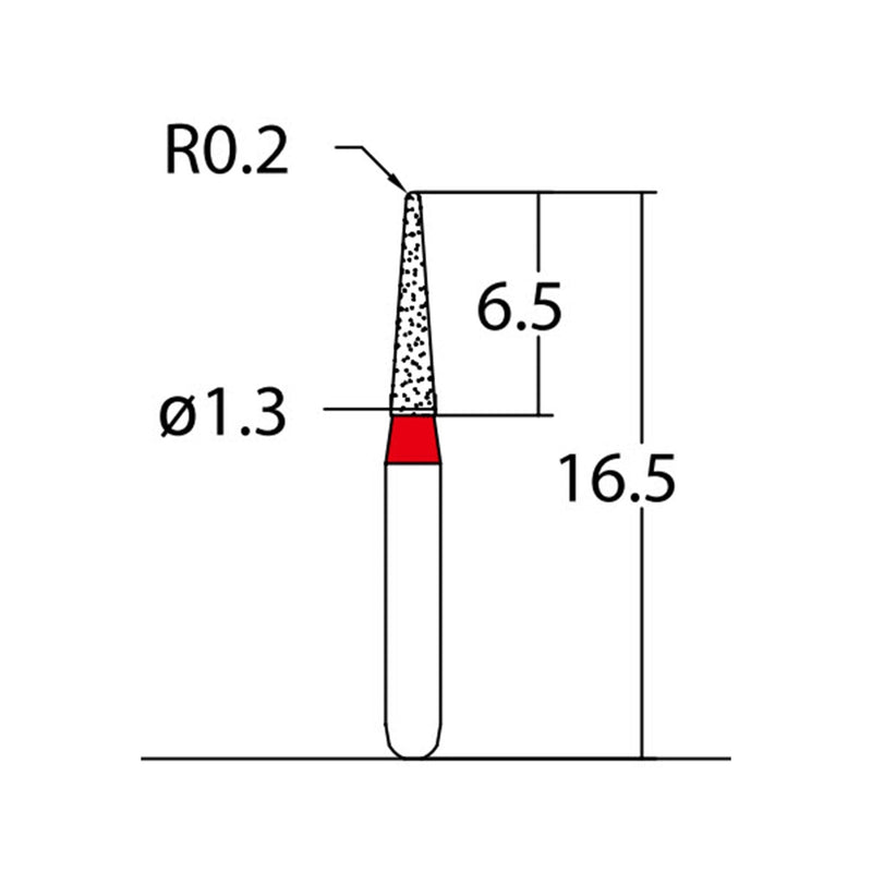 Conical, Dome End 1.3 mm Dia. Fine Grit Diamond Bur 5 per pack. 194.13F1