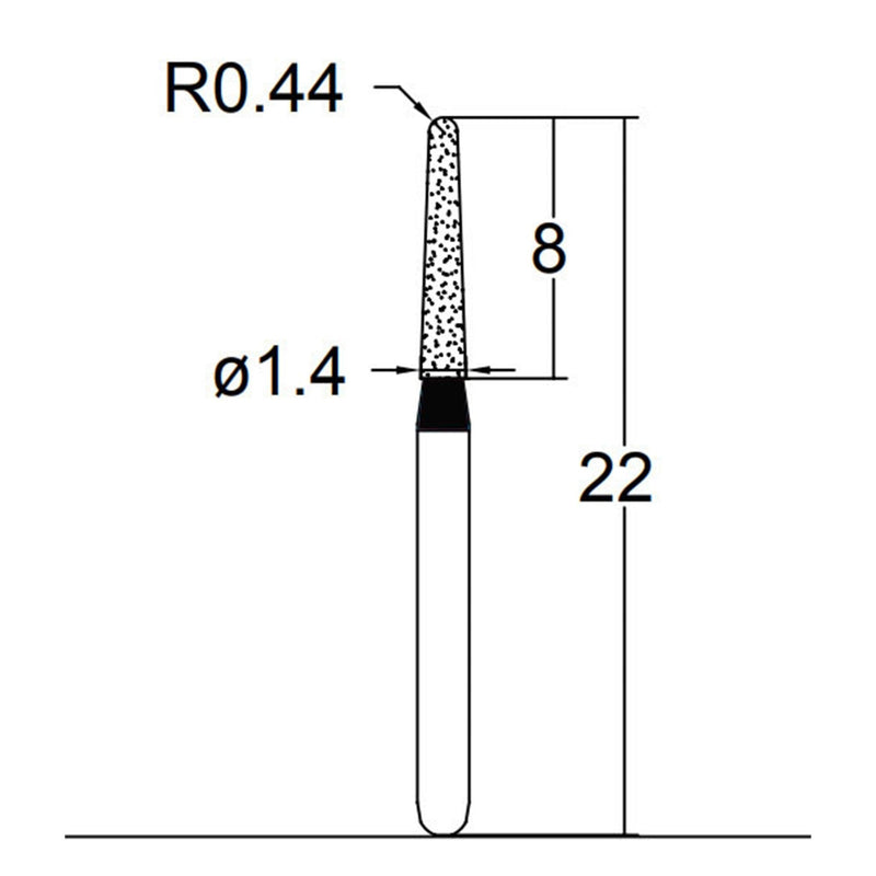 Conical, Dome End 1.4 mm Dia. Extra Coarse Grit Diamond Bur 5 per pack. 194.14EC2