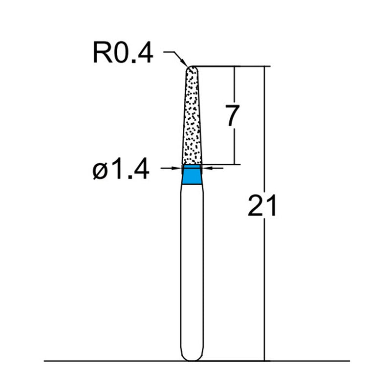 Conical, Dome End 1.4 mm Dia. Medium Grit Diamond Bur 3 per pack. 194.14M1