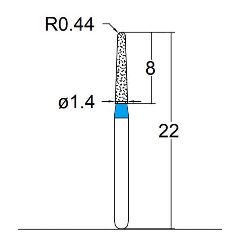 Conical, Dome End 1.4 mm Dia. Medium Grit Diamond Bur 5 per pack. 194.14M2