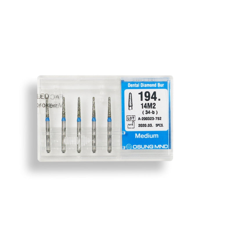 Conical, Dome End 1.4 mm Dia. Medium Grit Diamond Bur 5 per pack. 194.14M2