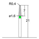Conical, Dome End 1.6 mm Dia. Coarse Grit Diamond Bur 3 per pack. 194.16C1