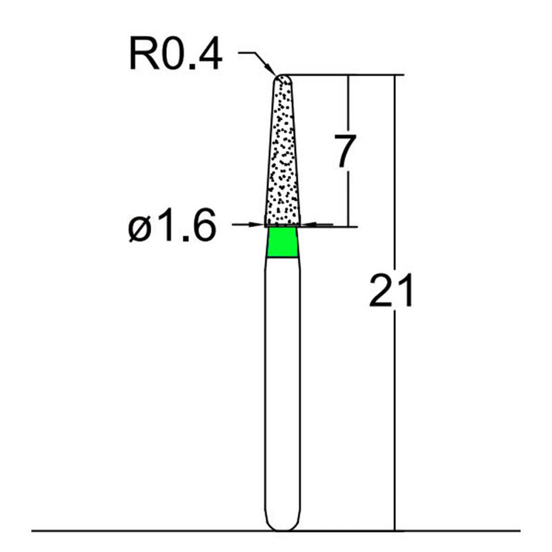 Conical, Dome End 1.6 mm Dia. Coarse Grit Diamond Bur 3 per pack. 194.16C1