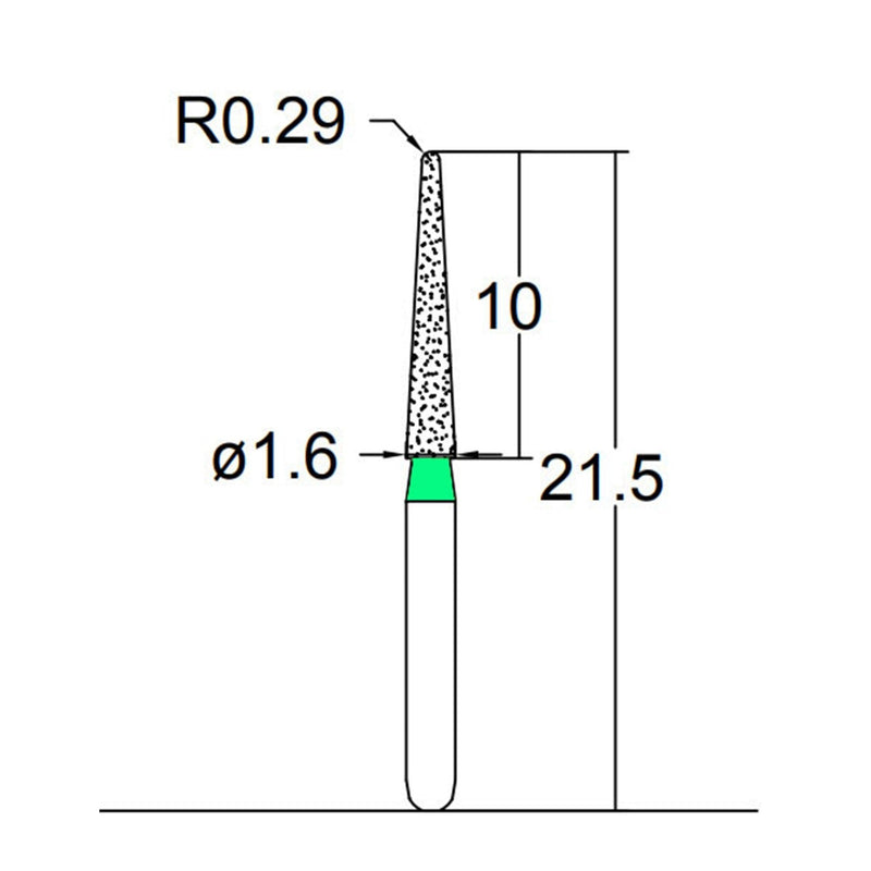 Conical, Dome End 1.6 mm Dia. Coarse Grit Diamond Bur 5 per pack. 194.16C5