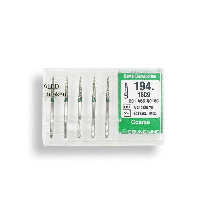 Conical, Dome End 1.6 mm Dia. Coarse Grit Diamond Bur 5 per pack. 194.16C9