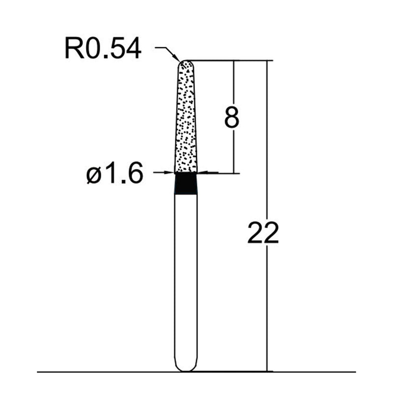 Conical, Dome End 1.6 mm Dia. Extra Coarse Grit Diamond Bur 5 per pack. 194.16EC7