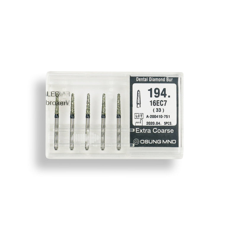 Conical, Dome End 1.6 mm Dia. Extra Coarse Grit Diamond Bur 5 per pack. 194.16EC7