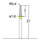 Conical, Dome End 1.6 mm Dia. Extra Fine Grit Diamond Bur 5 per pack. 194.16EF1