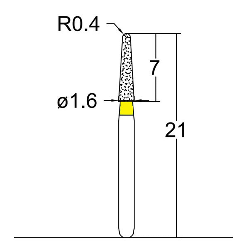 Conical, Dome End 1.6 mm Dia. Extra Fine Grit Diamond Bur 5 per pack. 194.16EF1
