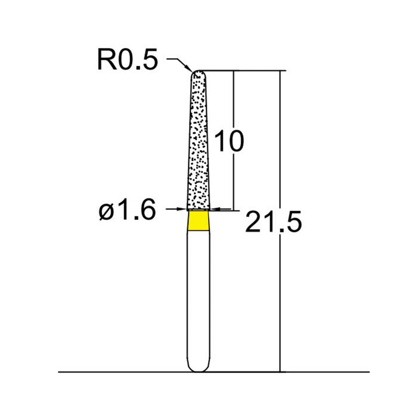 Conical, Dome End 1.6 mm Dia. Extra Fine Grit Diamond Bur 5 per pack. 194.16EF3