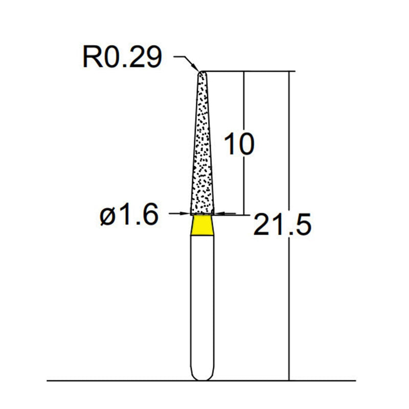 Conical, Dome End 1.6 mm Dia. Extra Fine Grit Diamond Bur 5 per pack. 194.16EF5