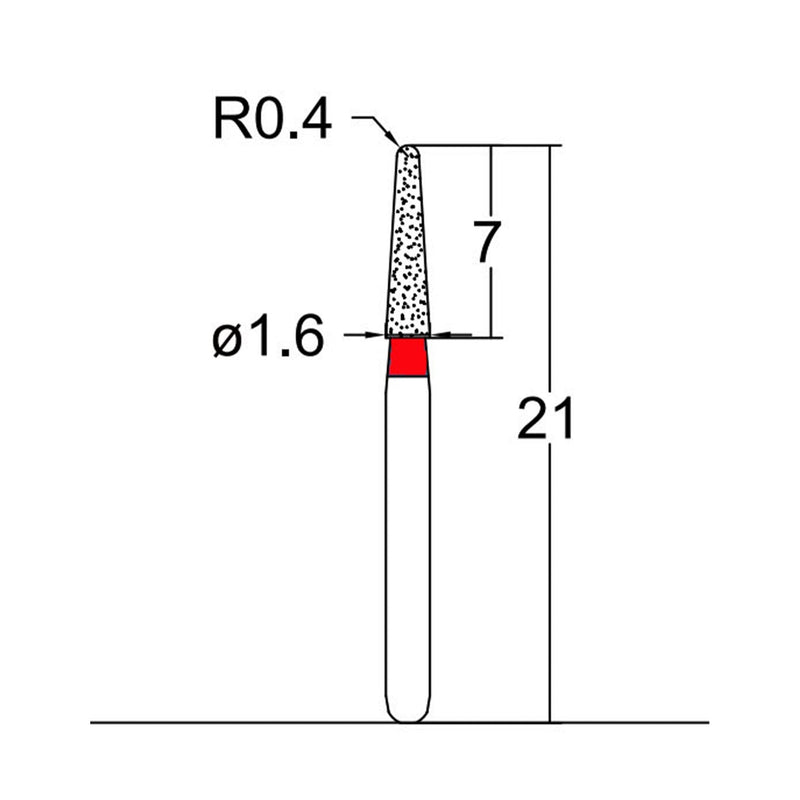 Conical, Dome End 1.6 mm Dia. Fine Grit Diamond Bur 5 per pack. 194.16F1