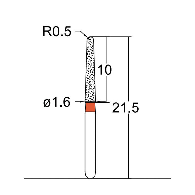 Conical, Dome End 1.6 mm Dia. Fine Grit Diamond Bur 5 per pack. 194.16F3