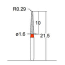 Conical, Dome End 1.6 mm Dia. Fine Grit Diamond Bur 5 per pack. 194.16F5