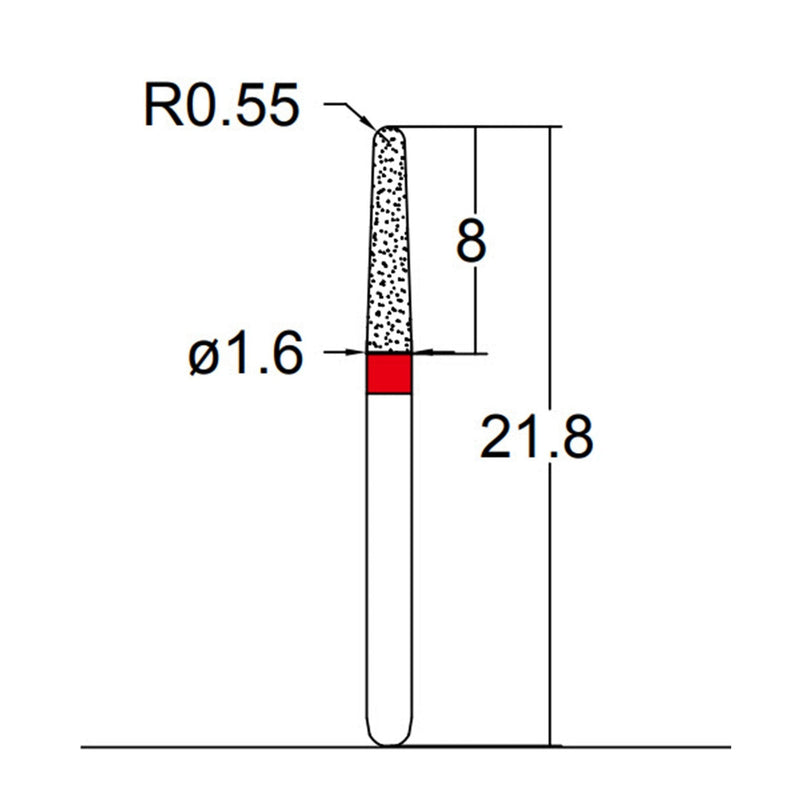 Conical, Dome End 1.6 mm Dia. Fine Grit Diamond Bur 5 per pack. 194.16F6