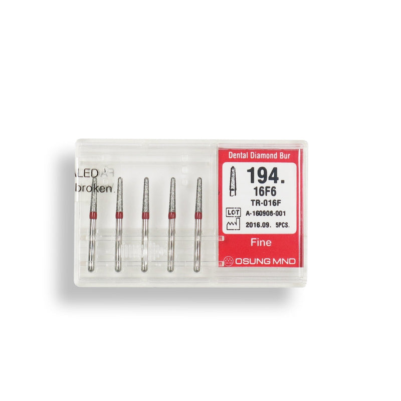 Conical, Dome End 1.6 mm Dia. Fine Grit Diamond Bur 5 per pack. 194.16F6