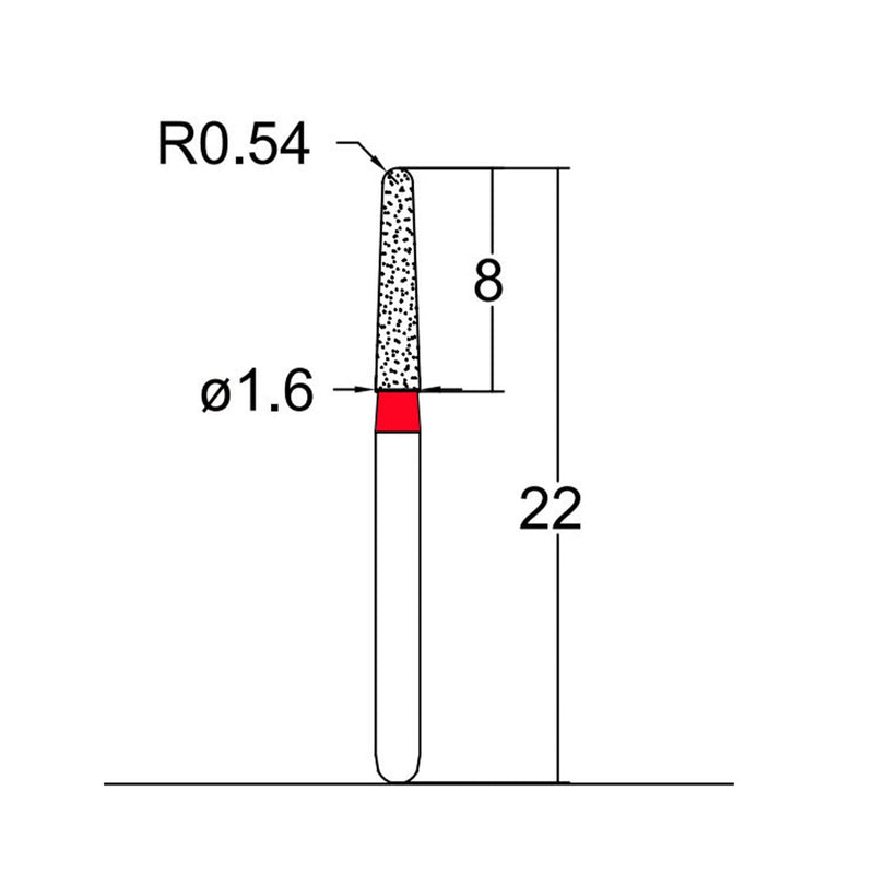 Conical, Dome End 1.6 mm Dia. Fine Grit Diamond Bur 5 per pack. 194.16F7