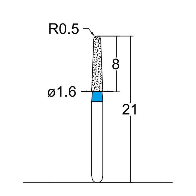 Conical, Dome End 1.6 mm Dia. Medium Grit Diamond Bur 5 per pack. 194.16M2