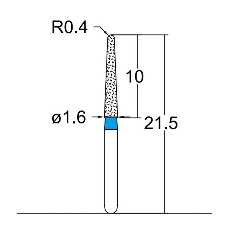 Conical, Dome End 1.6 mm Dia. Medium Grit Diamond Bur 5 per pack. 194.16M4