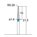 Conical, Dome End 1.6 mm Dia. Medium Grit Diamond Bur 5 per pack. 194.16M5 - Osung USA