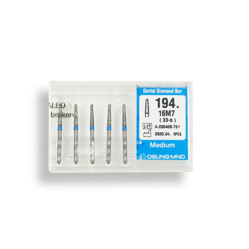 Conical, Dome End 1.6 mm Dia Medium Grit Diamond Bur 5 per pack. 194.16M7