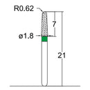 Conical, Dome End 1.8 mm Dia. Coarse Grit Diamond Bur 5 per pack. 194.18C1 - Osung USA
