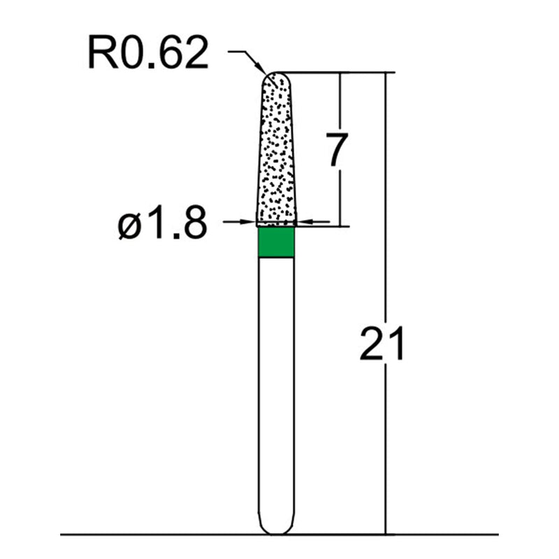 Conical, Dome End 1.8 mm Dia. Coarse Grit Diamond Bur 5 per pack. 194.18C1