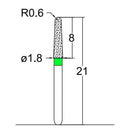 Conical, Dome End 1.8 mm Dia. Coarse Grit Diamond Bur 5 per pack. 194.18C2