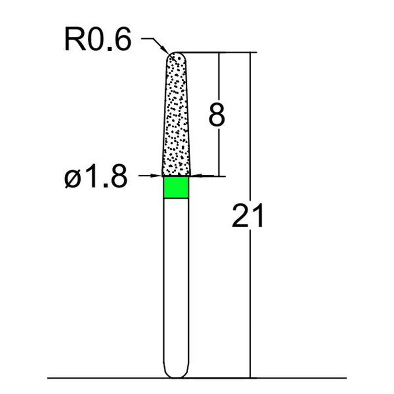 Conical, Dome End 1.8 mm Dia. Coarse Grit Diamond Bur 5 per pack. 194.18C2