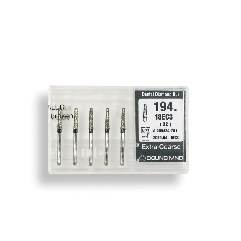 Conical, Dome End 1.8 mm Dia. Extra Coarse Grit Diamond Bur 5 per pack. 194.18EC3