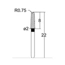 Conical, Dome End 1.8 mm Dia. Extra Coarse Grit Diamond Bur 5 per pack. 194.18EC3