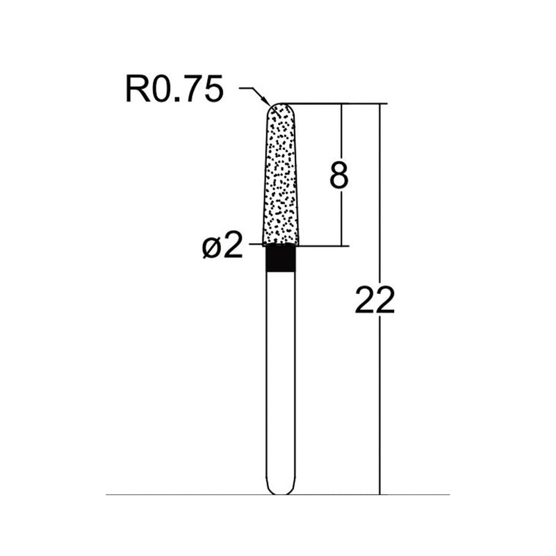 Conical, Dome End 1.8 mm Dia. Extra Coarse Grit Diamond Bur 5 per pack. 194.18EC3