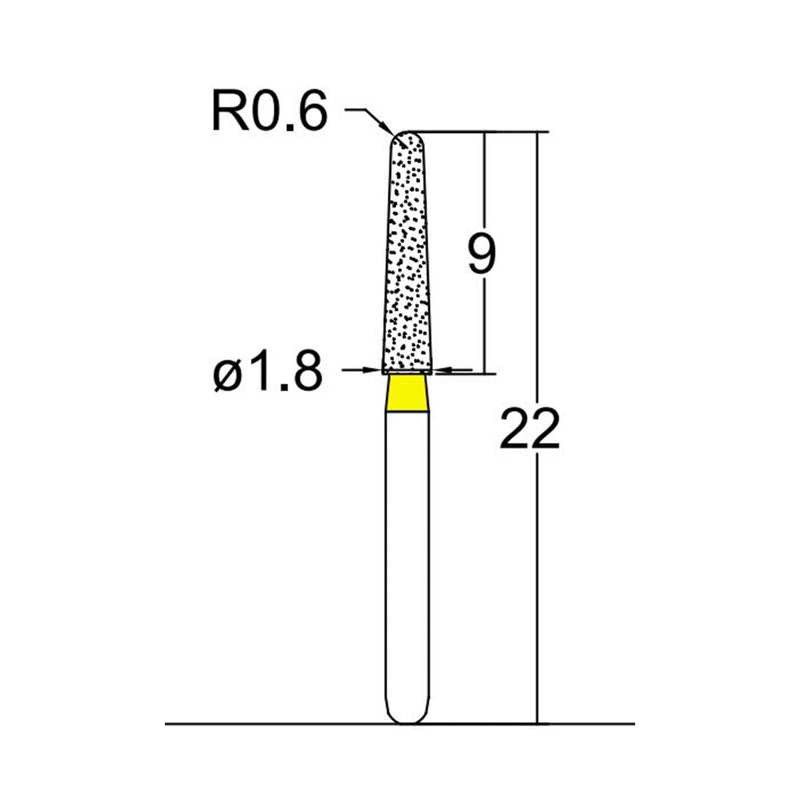 Conical, Dome End 1.8 mm Dia. Extra Fine Grit Diamond Bur 5 per pack. 194.18EF4