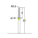Conical, Dome End 1.8 mm Dia. Extra Fine Grit Diamond Bur 5 per pack. 194.18EF5