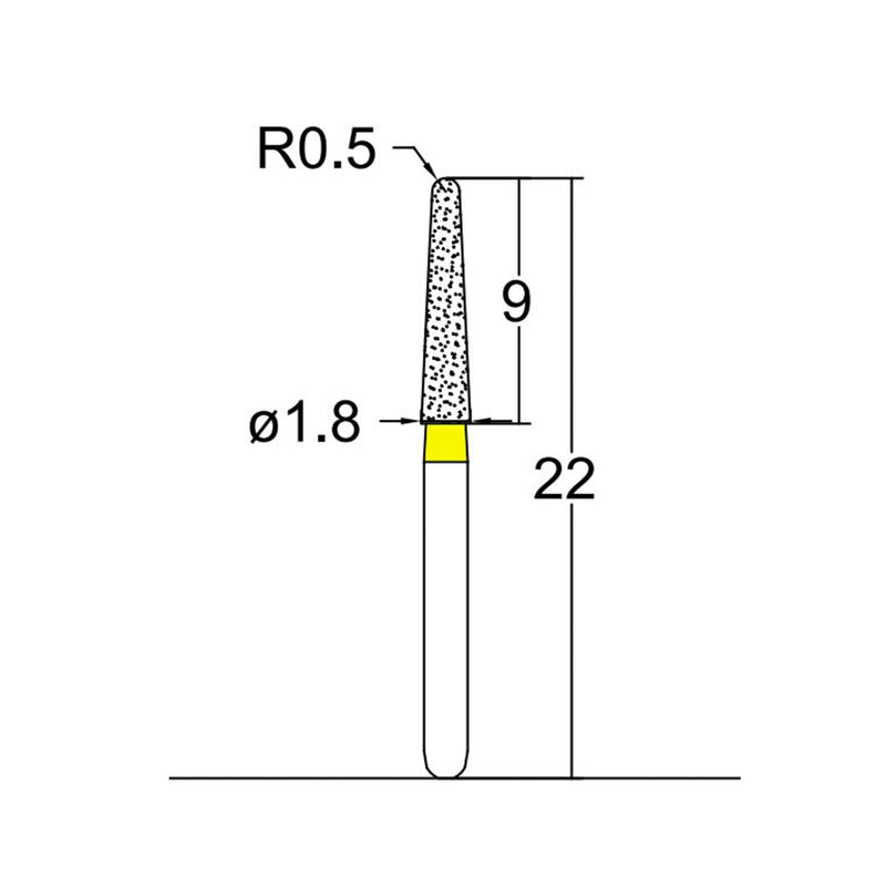 Conical, Dome End 1.8 mm Dia. Extra Fine Grit Diamond Bur 5 per pack. 194.18EF5