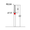 Conical, Dome End 1.8 mm Dia. Fine Grit Diamond Bur 5 per pack. 194.18F3 - Osung USA