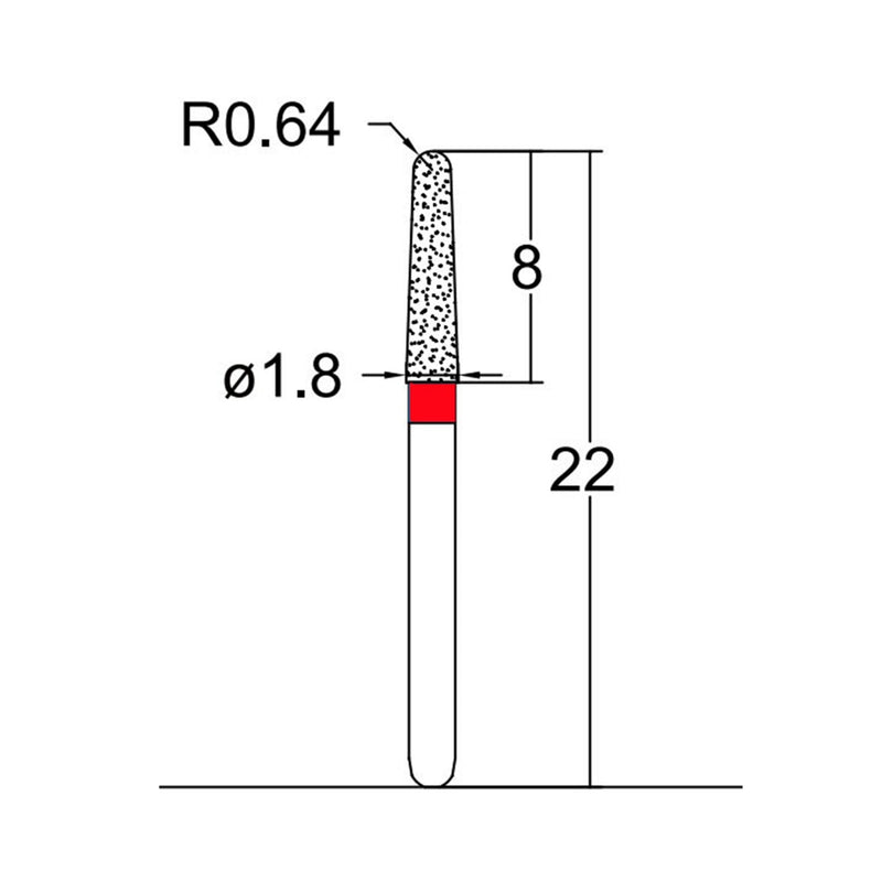 Conical, Dome End 1.8 mm Dia. Fine Grit Diamond Bur 5 per pack. 194.18F3