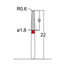 Conical, Dome End 1.8 mm Dia. Fine Grit Diamond Bur 5 per pack. 194.18F4