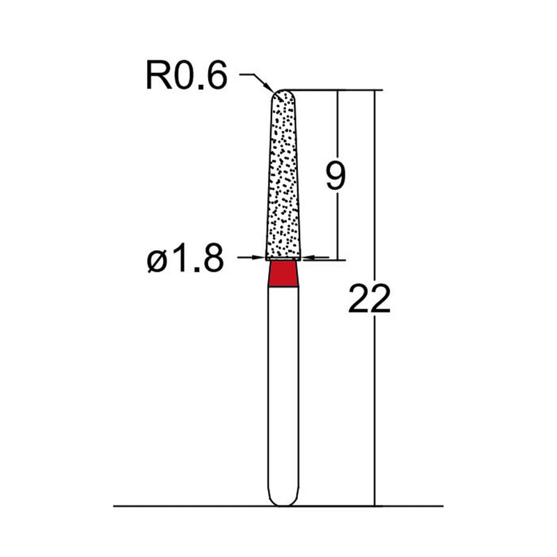 Conical, Dome End 1.8 mm Dia. Fine Grit Diamond Bur 5 per pack. 194.18F4