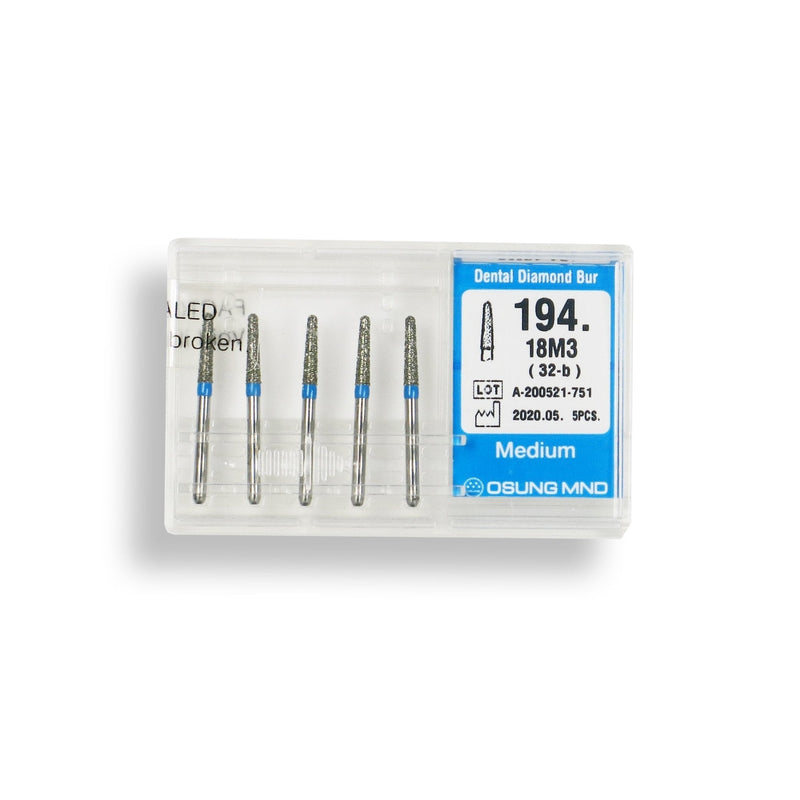Conical, Dome End 1.8 mm Dia. Medium Grit Diamond Bur 5 per pack. 194.18M3