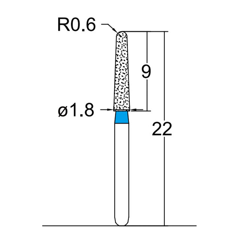 Conical, Dome End 1.8 mm Dia. Medium Grit Diamond Bur 5 per pack. 194.18M4