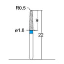 Conical, Dome End 1.8 mm Dia. Medium Grit Diamond Bur 5 per pack. 194.18M5