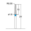 Conical, Dome End 1.8 mm Dia. Medium Grit Diamond Bur 5 per pack. 194.18M6