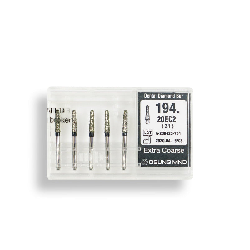 Conical, Dome End 2 mm Dia. Extra Coarse Grit Diamond Bur 5 per pack. 194.20EC2
