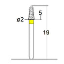 Conical, Dome End 2 mm Dia. Extra Fine Grit Diamond Bur 5 per pack. 194.20EF1