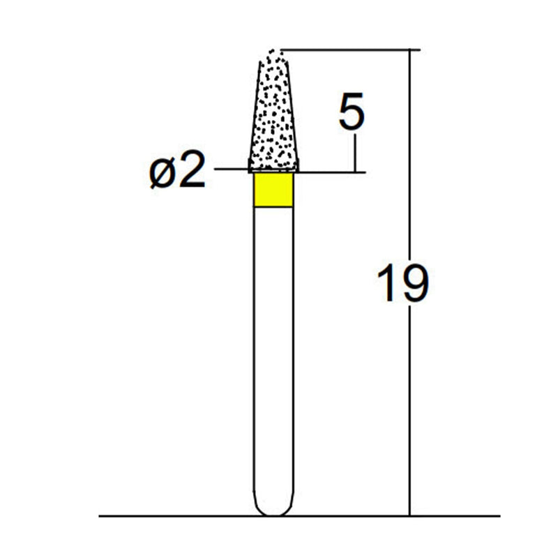 Conical, Dome End 2 mm Dia. Extra Fine Grit Diamond Bur 5 per pack. 194.20EF1
