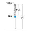 Conical, Dome End 2.2 mm Dia. Medium Grit Diamond Bur 5 per pack. 194.22M1