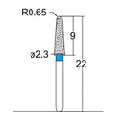 Conical, Dome End 2.3 mm Dia. Medium Grit Diamond Bur 5 per pack. 194.23M1